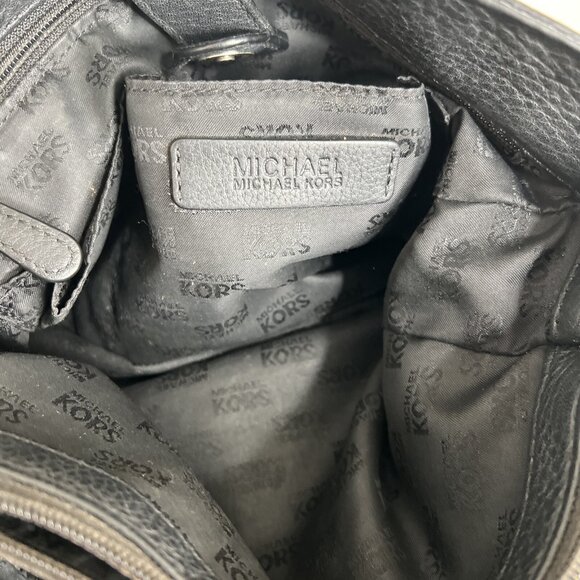 Michael Kors Black Leather Chain Whipstitch Satchel Handbag - Picture 10 of 14